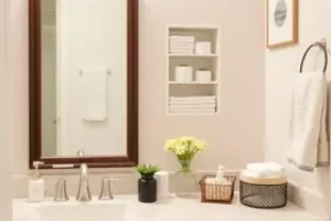 bancada de banheiro organizada