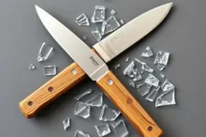 descartar vidro quebrado e objetos cortantes