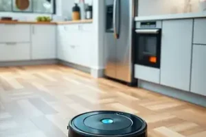 robô aspirador na cozinha