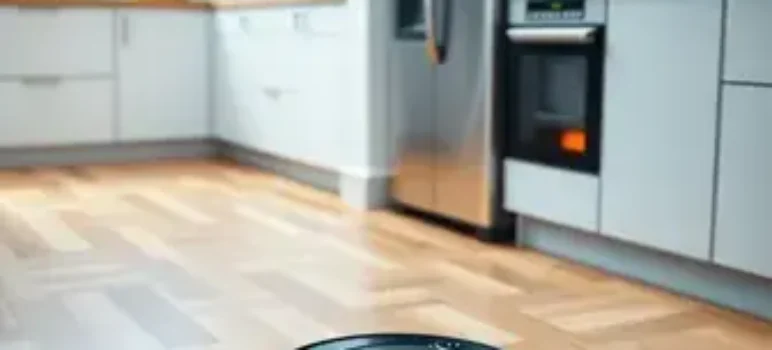 robô aspirador na cozinha