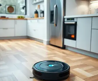 robô aspirador na cozinha